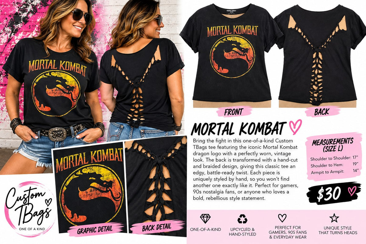One-of-a-Kind Mortal Kombat Reworked Shirt – Size L - details and styling