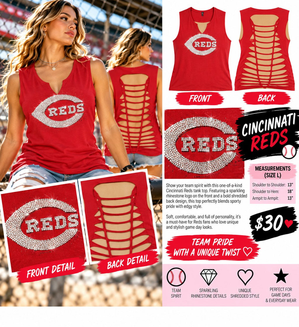 One-of-a-Kind Red Reworked Tank – Size L - details and styling
