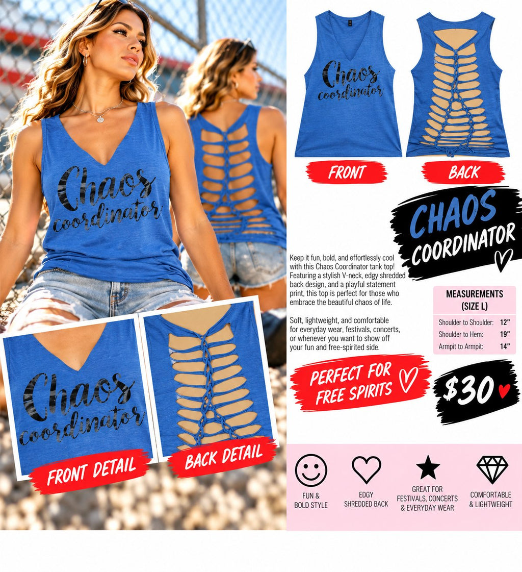 One-of-a-Kind Chaos Coordinator Reworked Tank – Size L - details and styling