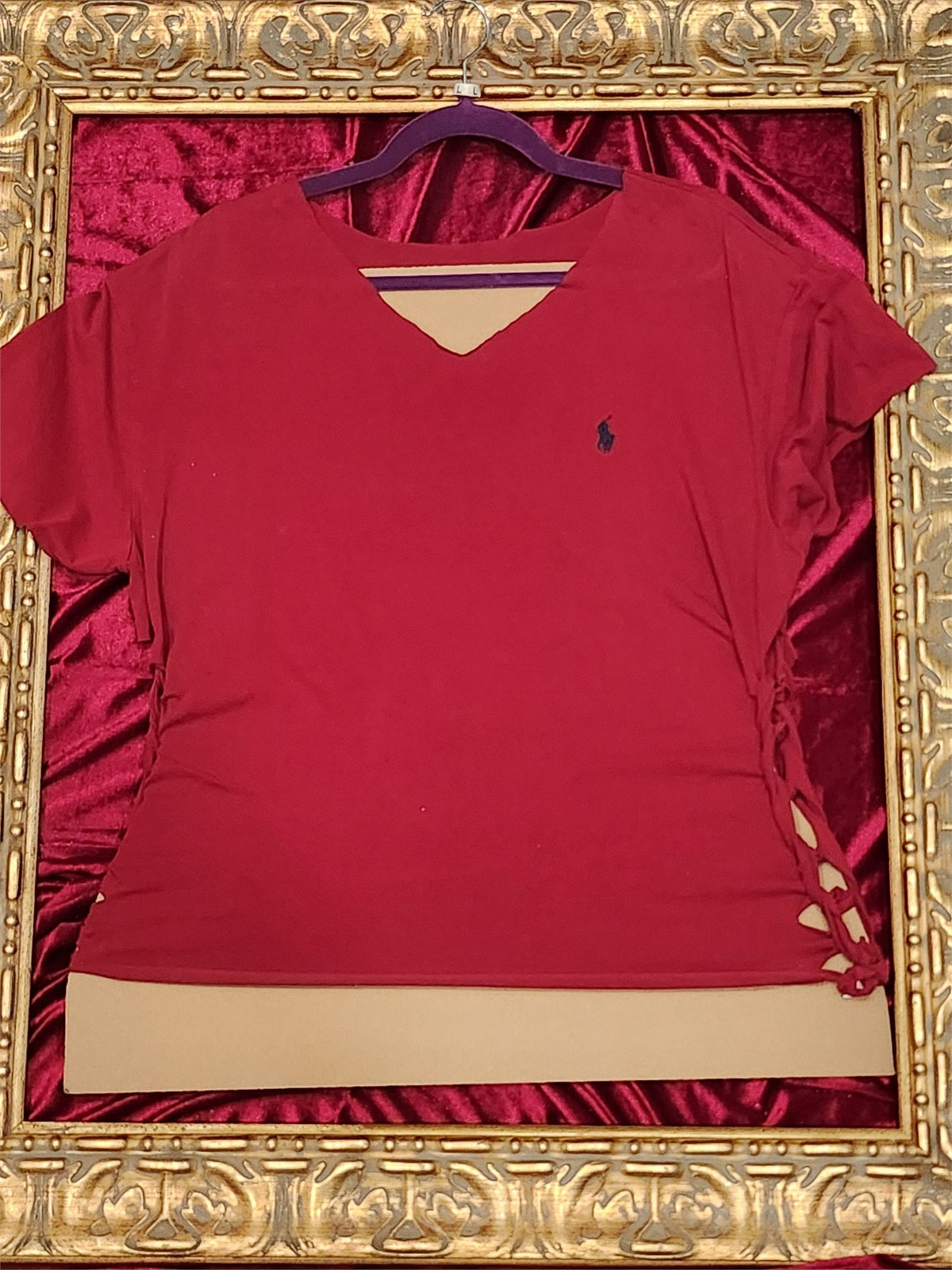 One-of-a-Kind Red Polo Reworked Shirt – Size L