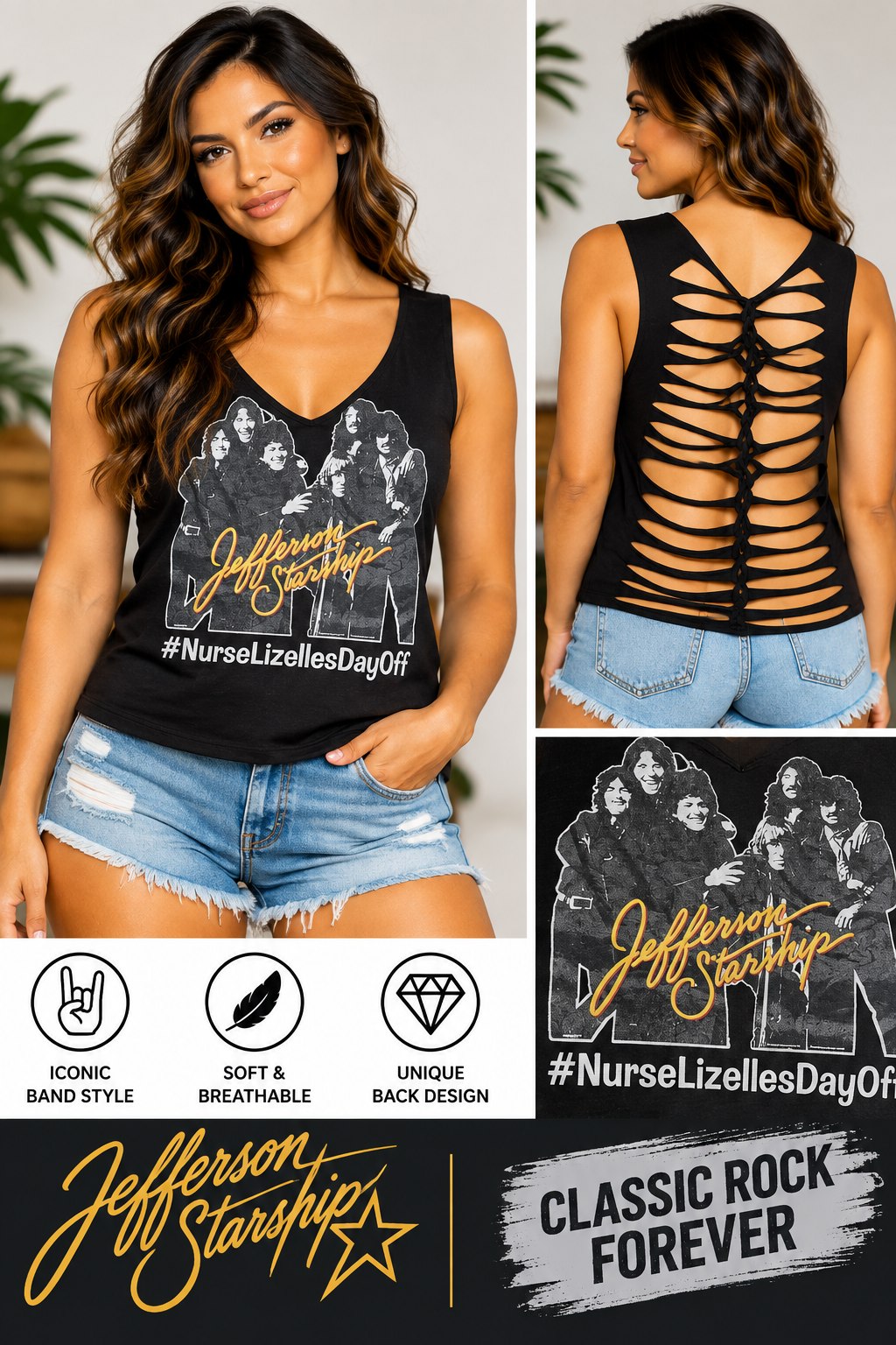 One-of-a-Kind Jefferson Starship Reworked Tank – Size L - details and styling
