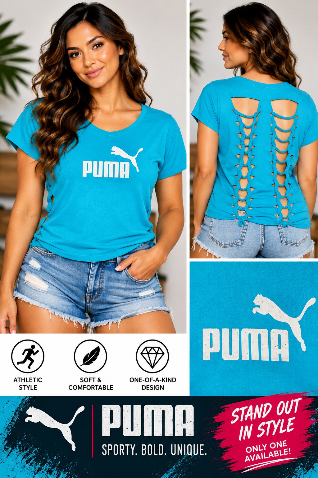 One-of-a-Kind Puma Reworked Shirt – Size L - details and styling