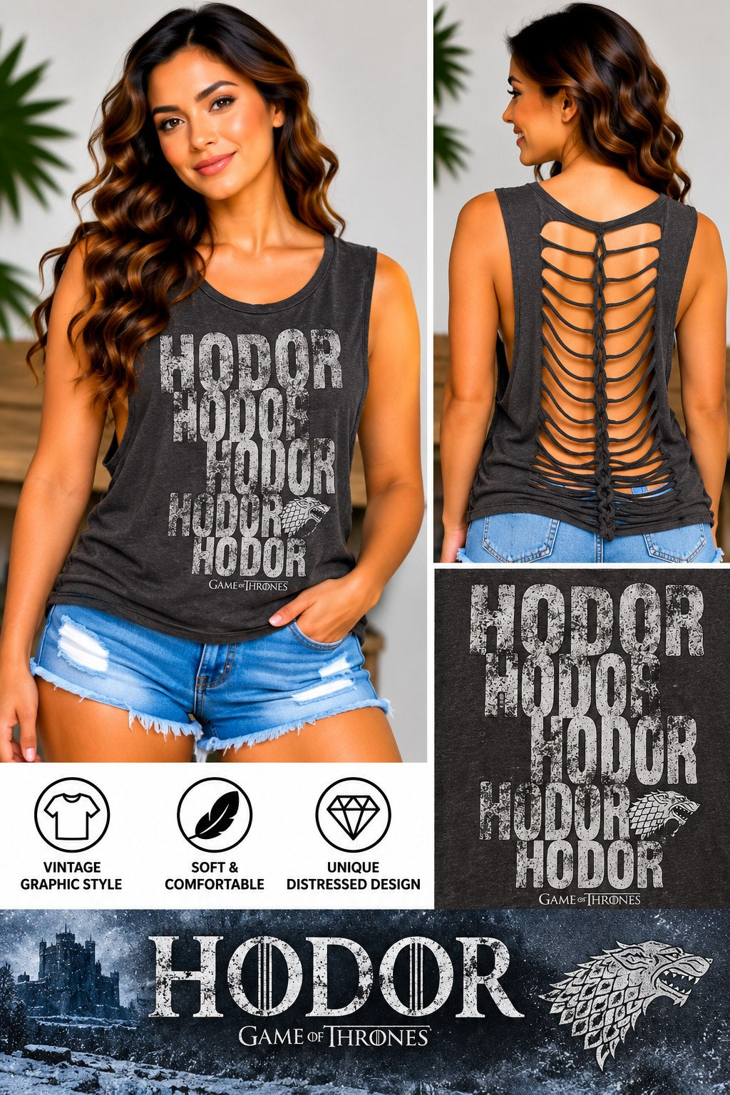 One-of-a-Kind Hodor Reworked Tank – Size L - details and styling
