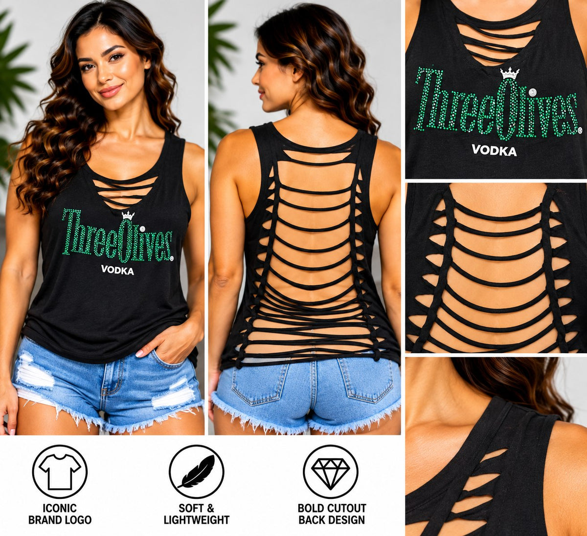One-of-a-Kind Green Three Olives Reworked Tank – Size L - details and styling
