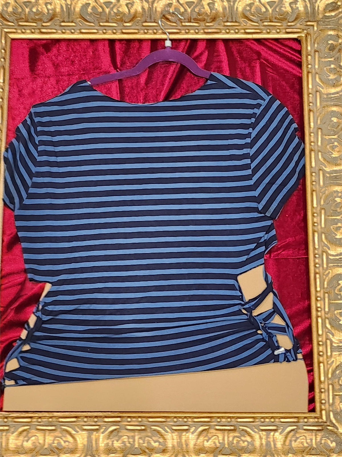 One-of-a-Kind Striped Reworked Shirt – Size L - additional view