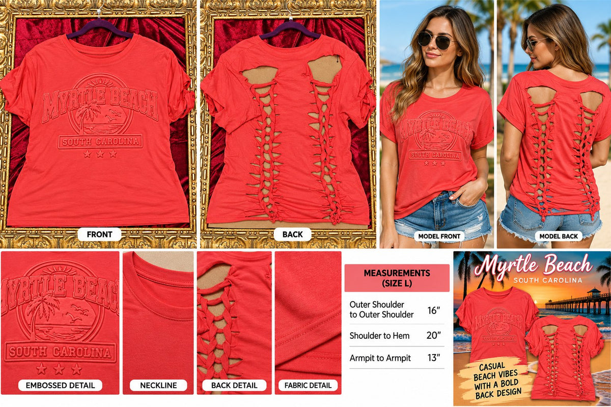 One-of-a-Kind Myrtle Beach Reworked Shirt – Size L - details and styling