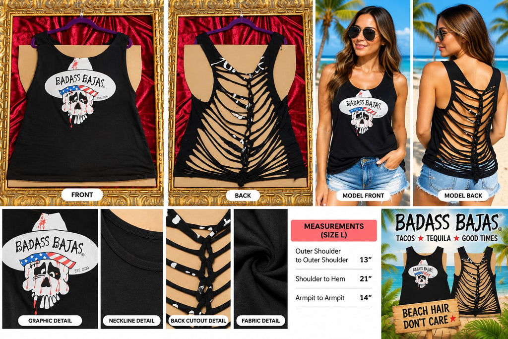 One-of-a-Kind Badass Bajas Reworked Tank – Size L - details and styling