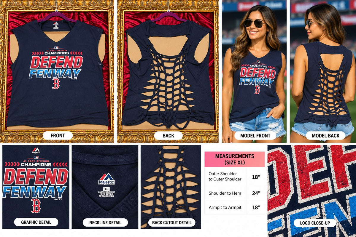 One-of-a-Kind Boston Champions Reworked Sleeveless – Size XL - details and styling