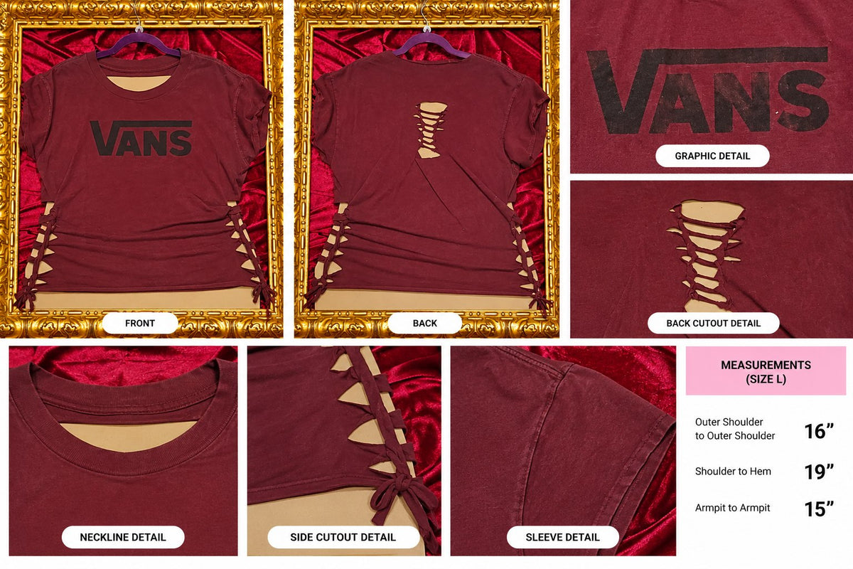 One-of-a-Kind Vans Reworked Shirt – Size L - details and styling