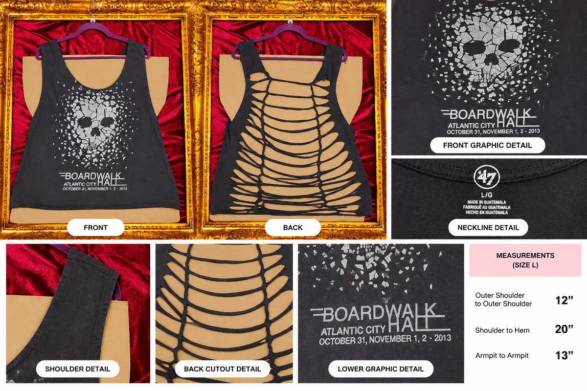 One-of-a-Kind Boardwalk Hall Reworked Tank – Size L - details and styling