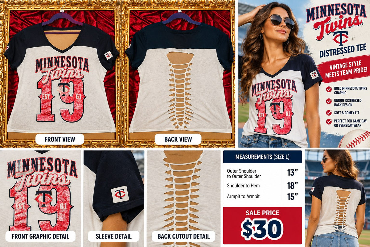 One-of-a-Kind Minnesota Twins Reworked Shirt – Size L - details and styling
