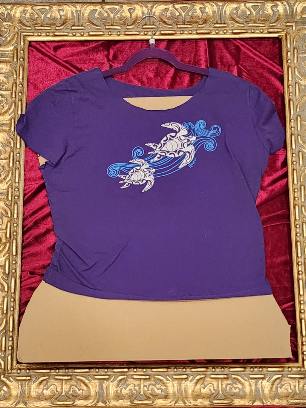 One-of-a-Kind Turtle Swimming Reworked Shirt – Size L