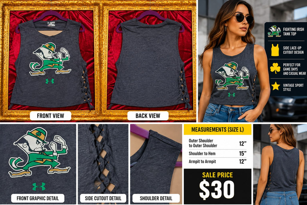 One-of-a-Kind Fighting Irish Reworked Tank – Size L - details and styling