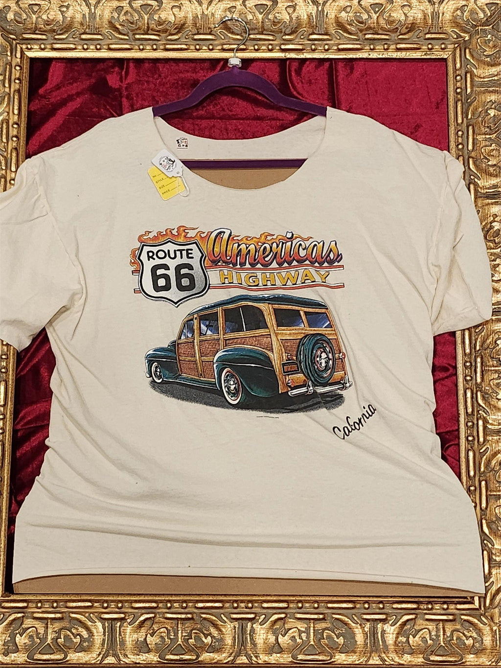 Route 66 American Highway Shirt – Upcycled One-of-a-Kind Women’s XL Reworked Shirt